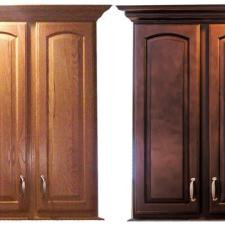 Kitchen cabinet refinishing before and after to a rich modern furniture finish